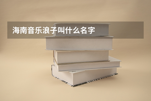海南音乐浪子叫什么名字